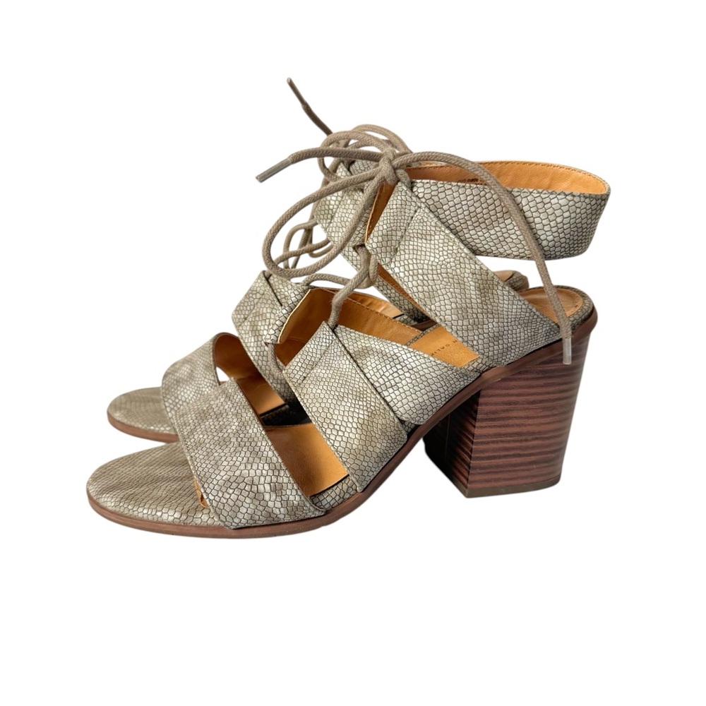 BC Born in California Heeled Gladiator Lace Up Sandals Vegan Snakeskin